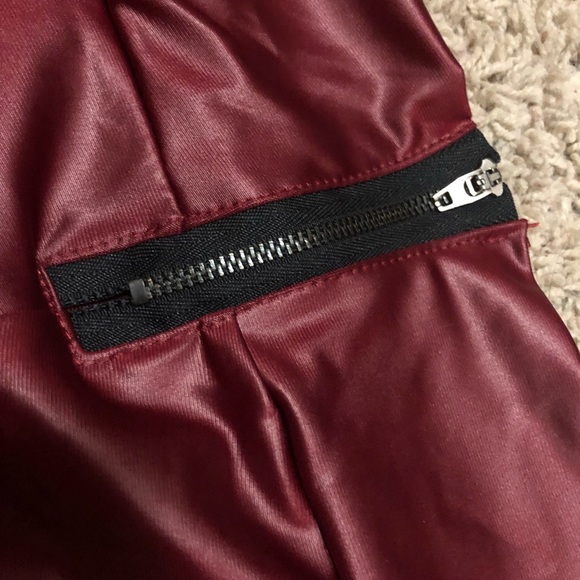 Burgundy vegan leather red mini skirt sexy stretchy skirt faux leather new w tag - Picture 6 of 12